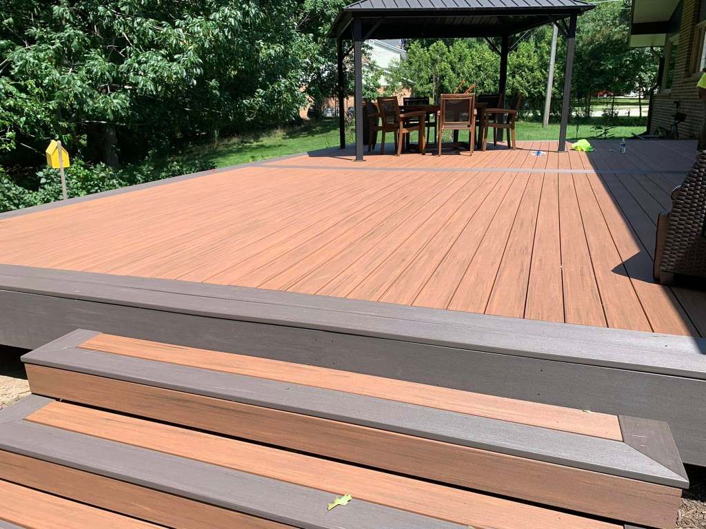 Custom-built wooden deck with stairs by IW Brothers LLC in Sheboygan